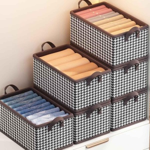 Cutie De Depozitare, Flippy, Pentru Haine, Lenjerie, Sosete Si Sutiene, Material Textil, 9 Compartimente, 44x30x20 cm, Culoare Alb-Negru - Img 8