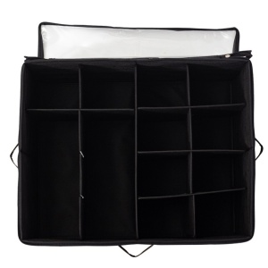 Cutie de Depozitare pentru Pantofi, Flippy, 53x42x33 cm, cu Capac Transparent si Fermoar, din Panza Oxford, Pliabila, Negru - Img 4
