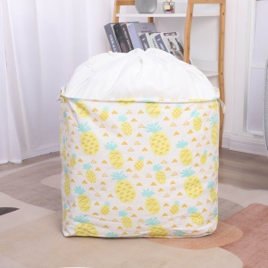 Cutie de Depozitare Pliabila, Flippy, Impermeabila, cu Snur, Capacitate 100 L, cu Manere, 50x50x40cm, Model Ananas, Galben - Img 2
