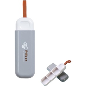 Cutie Depozitare Medicamente, Flippy, Portabila, 3 Compartimente, Tip Breloc, Plastic, Glisanta, Gri, 10.7x3.6x1.6 cm - Img 3
