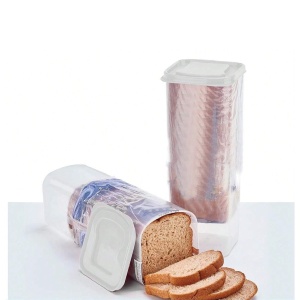 Cutie Depozitare Paine, Flippy, din Plastic, 34 x 13 cm, Pastreaza Prospetimea, Capac Alb - Img 4
