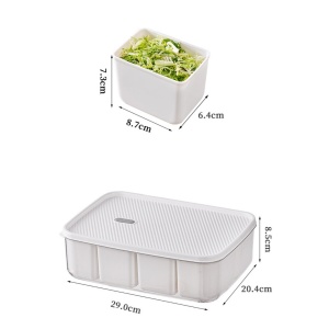 Cutie pentru Depozitare Alimente, Flippy, 8 Compartimente cu Capac, Material PET+PP, 29 x 20 x 9 cm, Alb/Transparent - Img 4