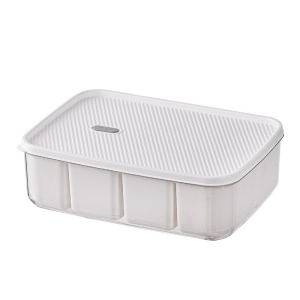 Cutie pentru Depozitare Alimente, Flippy, 8 Compartimente cu Capac, Material PET+PP, 29 x 20 x 9 cm, Alb/Transparent - Img 14