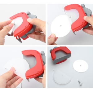 Cutit circular pentru pizza Flippy, 11.5 x 12.5 cm, otel inoxidabil si plastic, capc protectie lama, rosu - Img 2