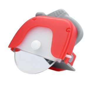 Cutit circular pentru pizza Flippy, 11.5 x 12.5 cm, otel inoxidabil si plastic, capc protectie lama, rosu - Img 1