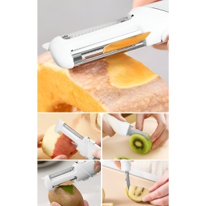 Cutit de Fructe Multifunctional, Flippy, Razatoare, Curatator Fructe-Legume, Deschizator de Sticle, 18.1x3.8x2cm, Alb - Img 6