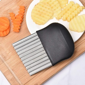 Cutit pentru Cartofi Ondulati, Flippy, pentru Legume, Forma Ondulata, Usor de Utilizat, Taiere, Negru - Img 4
