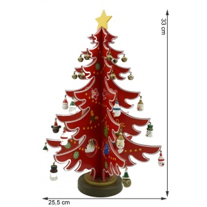 Decoratiune Craciun, Brad, Rosu/Alb, 15 cavitati cu ornamente, 25.5 cm x 33 cm, Lemn, Flippy - Img 6
