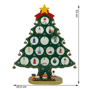 Decoratiune Craciun, Brad, Verde, 15 cavitati cu ornamente, 25.5 cm x 33 cm, Lemn, Flippy - Img 6