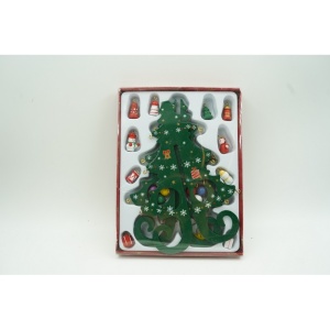 Decoratiune Craciun, Brad, Verde, 6 cavitati cu ornamente, 12 cm x 20 cm, Lemn, Flippy - Img 9