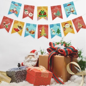 Decoratiune de Craciun, Flippy, Tip Banner, 12 Piese, pentru Usa sau Perete, Multicolor, Sfoara Inclusa, Model B - Img 2