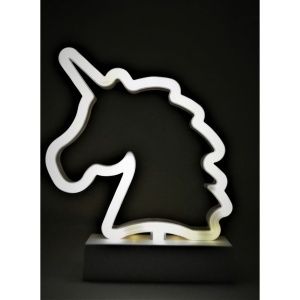 Decoratiune Luminoasa cu Baterii Unicorn 25 cm Alb Rece - Img 1