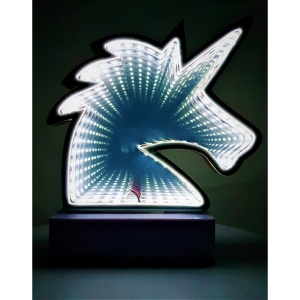Decoratiune Luminoasa cu Baterii/USB Neon Model Unicorn Alb Rece 20 cm - Img 2
