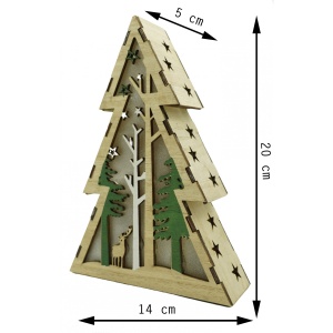 Decoratiune luminoasa, model de Brad cu Peisaj de iarna, maro, lungime: 14 cm, latime: 5 cm, inaltime: 20 cm, lemn, interior/exterior - Img 6