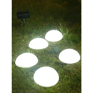 Decoratiune pentru gradina, lampi solare in forma de ciuperca, 5 ciuperci, alb rece - Img 2