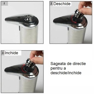 Dispenser pentru Sapun Lichid/Dezinfectant, Flippy, cu Senzor Infrarosu de Miscare, din Otel Inoxidabil, 250 ml, 19 x 11 cm, Gri - Img 2