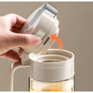Dispenser pentru Ulei, Flippy, Deschidere si Inchidere Automata a Rezervorul, cu Inductie Gravitationala, 550 ml, 12x7.6x20.5 cm, Alb - Img 7