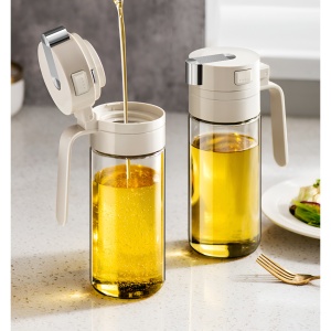 Dispenser pentru Ulei, Flippy, Deschidere si Inchidere Automata a Rezervorul, cu Inductie Gravitationala, 550 ml, 12x7.6x20.5 cm, Alb - Img 17