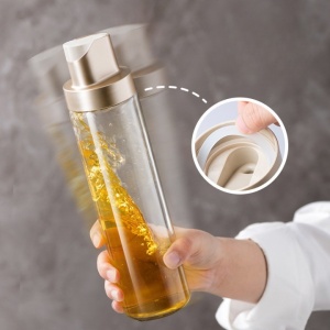 Dispenser pentru Ulei, Flippy, Deschidere si Inchidere Automata a Rezervorul, cu Inductie Gravitationala, 500 ml, 26.1x6.2x6.2cm, Gri - Img 2