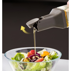 Dispenser pentru Ulei, Flippy, Deschidere si Inchidere Automata a Rezervorul, cu Inductie Gravitationala, 500 ml, 29.5x6x6 cm, Gri - Img 4