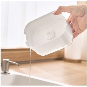 Dozator Flippy, Dispenser 2 in 1 pentru Detergent Lichid de Vase sau pentru Obiecte Sanitare cu Suport pentru Burete de Bucatarie , 8.6 x 14.5 x 10 cm, capacitate 300 ml, alb - Img 3