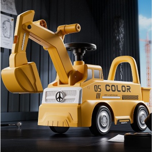 Excavator Manual pentru copii, Flippy, 3 ani, Sport, Claxon, Cutie Depozitare, Lumini, Scaun, 62x26x47 cm, Galben - Img 3
