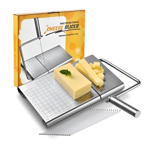 Feliator de Branza, Flippy, din Otel Inoxidabil, 5 Fire de Rezerva, Maner Ergonomic, Scara de Masurare, 24x21cm, Argintiu - Img 1
