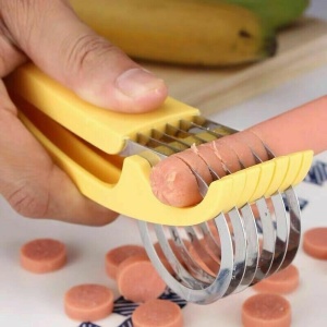 Feliator pentru Alimente, Flippy, Accesoriu pentru Bucatarie, Cutit pentru Legume si Fructe, Model Banana, Ergonomic, 17.5x5x4 cm, Galben - Img 5