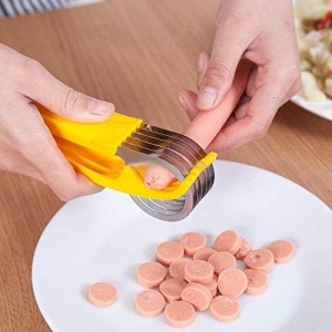 Feliator pentru Alimente, Flippy, Accesoriu pentru Bucatarie, Cutit pentru Legume si Fructe, Model Banana, Ergonomic, 17.5x5x4 cm, Galben - Img 9