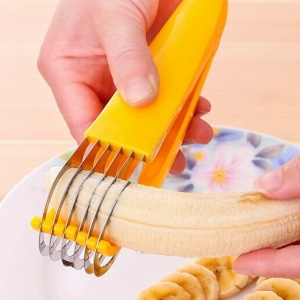 Feliator pentru Alimente, Flippy, Accesoriu pentru Bucatarie, Cutit pentru Legume si Fructe, Model Banana, Ergonomic, 17.5x5x4 cm, Galben - Img 11