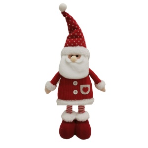 Figurina Decorativa, Pentru Craciun, Flippy, Mos Craciun, Picioare Telescopice, Inaltime Reglabila 44-54cm, Caciula cu Inimioare, Alb/Rosu - Img 3