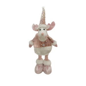 Figurina Decorativa, Pentru Craciun, Flippy, Ren, Picioare Telescopice, Inaltime Reglabila 44-54cm, Bluza cu Paiete, Roz - Img 3