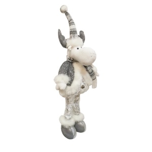 Figurina Decorativa, Pentru Craciun, Flippy, Ren, Picioare Telescopice, Inaltime Reglabila 52- 82 cm, Pantaloni Luciosi, Alb/Argintiu - Img 5