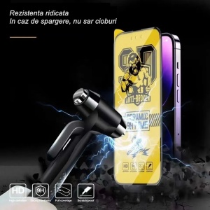 Folie de protectie Ceramica Flippy®, Transparenta HD, 9H, pentru Apple iPhone 15 Pro margini negre - Img 5