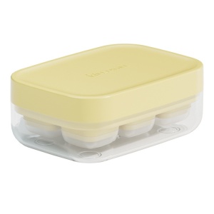 Forma pentru gheata cu presa Flippy, din silicon alimentar, 6 cuburi, caserola pentru depozitare, usor de folosit si curatat, 10.5 x 7.5 x 4.1 cm, galben - Img 1