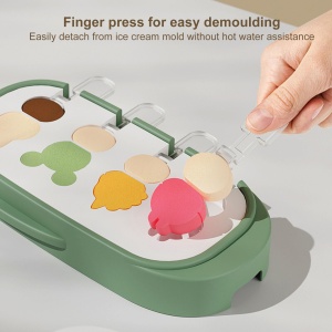 Forma pentru inghetata Flippy, 4 compartimente, forme cu animalute, materialsilicon si ABS, 21 x 12.8 x 3cm, verde - Img 8