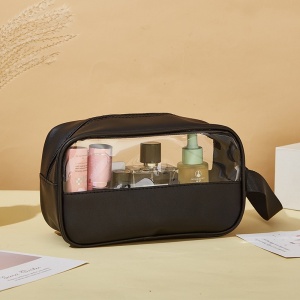 Geanta Cosmetice, Flippy, pentru Voiaj sau Organizare, Material PVC- Textil, Impermeabila, Portabila,22 x 12 x 8 cm, Negru - Img 5