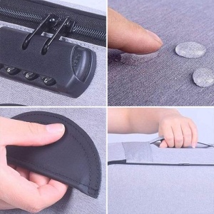 Geanta Flippy pentru Depozitare Acte si Documente, Facturi, Carduri, cu Cod de Securitate, 5 Compartimente, Impermeabila, 37 x 20 x 27 cm, Albastru - Img 5