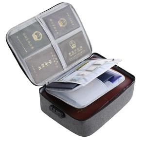 Geanta Flippy pentru Depozitare Acte si Documente, Facturi, Carduri, cu Cod de Securitate, 2 Compartimente, Impermeabila, 37 x 10.5 x 27 cm, Gri