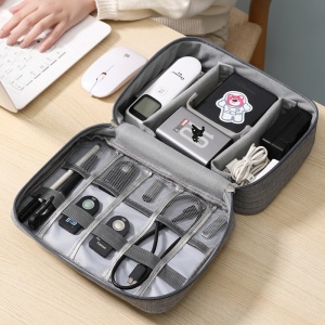 Geanta Organizatoare Flippy, Pentru Cabluri si Accesorii, Portabila, Impermeabila, 24,5 x 18 x10cm, Gri - Img 8