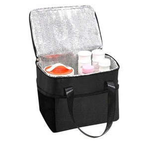 Geanta Termica Flippy pentru Pranz, Compartimente Telefon si Tacamuri, Multifunctionala, Impermeabila, 24x18x21 cm, Negru - Img 6