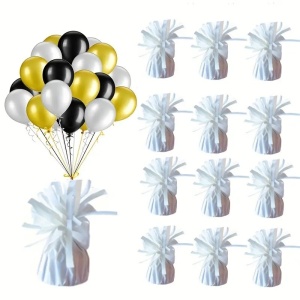 Greutate pentru Baloane cu Heliu, Flippy, din Folie cu Franjuri, 170g, 13 x 5 x 3 cm, Alb - Img 4