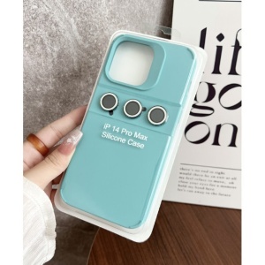 Husa Apple iPhone 14, Flippy, din Silicon Lichid, Interior din Microfibra, Lentile Fosforescente de Protectie Camera, Anti Amprenta, Rezistenta la Socuri, Bleu - Img 2
