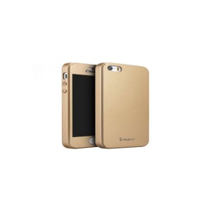 Husa Apple iPhone 5/5S/SE IPAKY Full Cover 360 Auriu cu Folie Cadou - Img 2
