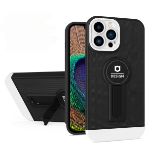 Husa Armor Design cu Stand pentru Apple iPhone 14 (6.1) Negru/Alb, Suport Auto Magnetic, Protectie Antisoc, Flippy - Img 1