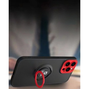 Husa de protectie Eagle eye pentru Apple iPhone 13 Pro, Rezistenta la socuri, Protectie camera, Cu inel de prindere magnetic rosu, Flippy, Negru - Img 6