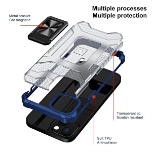 Husa de protectie Flippy compatibila cu Apple iPhone 13 Acrylic Armor cu suport Albastru - Img 6