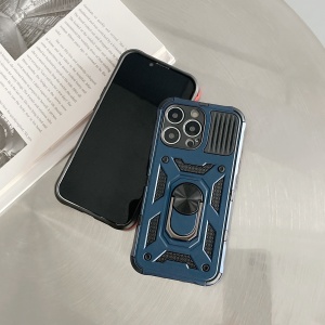 Husa de protectie Flippy compatibila cu Apple iPhone 13 Pro Defender Model 4 cu suport,Albastru - Img 3