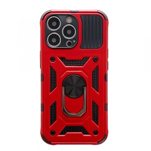 Husa de protectie Flippy compatibila cu Apple iPhone 13 Pro Defender Model 4 cu suport,Rosu - Img 1