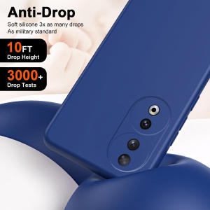 Husa de Protectie, Flippy, pentru Honor 90, Liquid Silicone, cu Microfibra pe Interior, Protectie Antisoc, Compatibil Incarcare Wireless, Albastru - Img 5